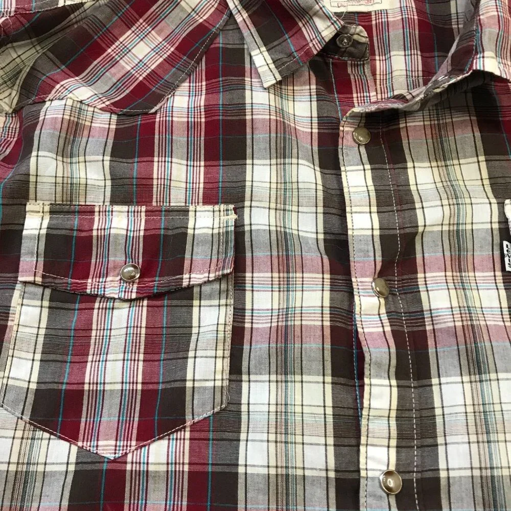 Levi's Pearl Snap Button Down Shirt Men's XXL Plaid‎ Long Sleeves Cotton Blend